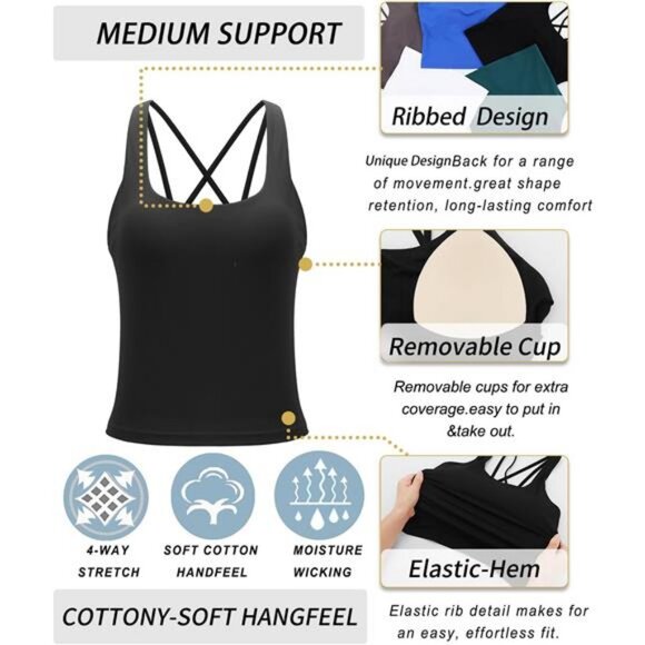 Workout Tank Tops with Built in Bras for Women, Work Top for Women - Picture 5 of 6